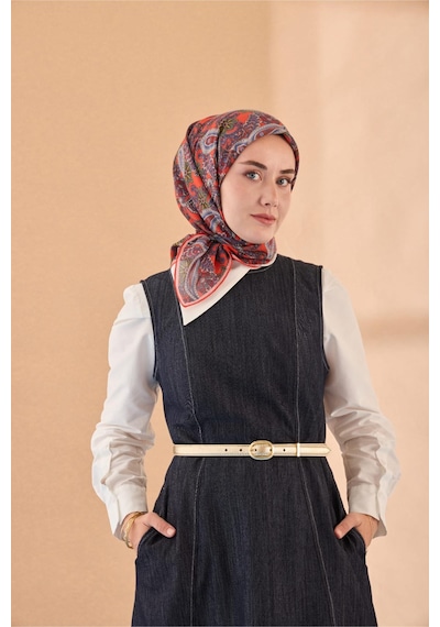 Silk Home Yaz Esintisi Eşarp 150002-15 Parlak Turuncu, Mavi, Yeşil, Gri