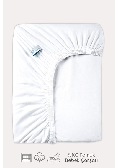 %100 Pamuk Lastikli Bebek Çarşafı 60x120cm Beyaz - 933481723