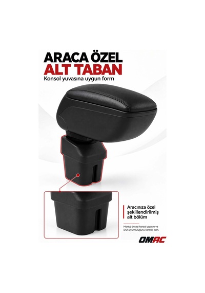 Kia Picanto 2011-2017 Adaptörlü Model Uyumlu Kolçak Kol Dayama Siyah Suni Deri Araca Özel