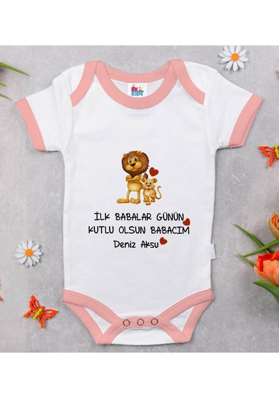 Bk Gift Bk Kids Kişiye Özel Pembe Bebek Body Zıbın - Model 28