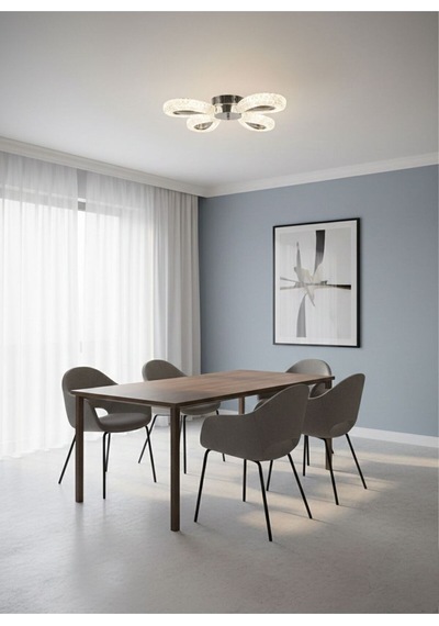 Damla Model 4"lü Gümüş 3 Renk Modu Ledli Modern Tavana Sıfır Salon Mutfak Yatak Odası Led Avize Gümüş