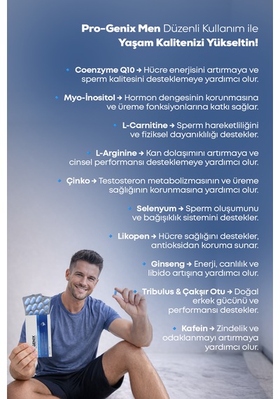 Pro-genix Men Multivitamin, Multimineral Ve Bitki Ekstreleri İçeren Takviye Edici Gıda