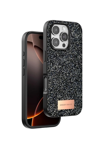 Onegif Apple İphone 16 Pro Bright Simli Kapak - Siyah - Siyah