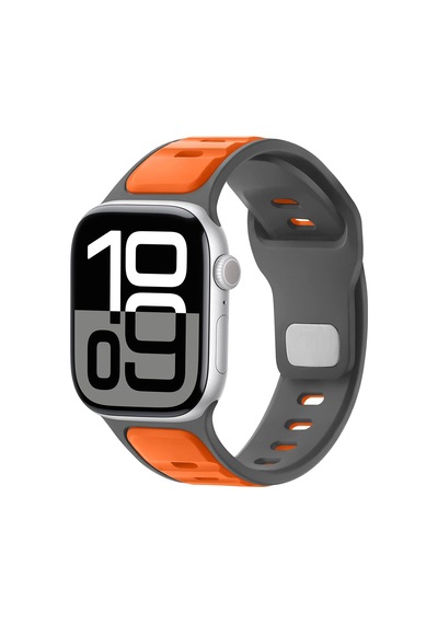 Apple Uyumlu  Watch 42mm 44mm 45mm S10 46mm Ultra 49mm Çift Renkli Spor Silikon Kordon Nefes Alabilir