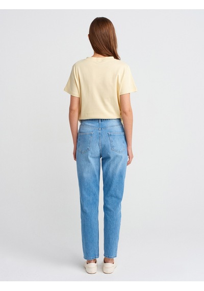 Dilvin 71786 Slim Denim Mom Pantolon-açık Mavi Açık Mavi