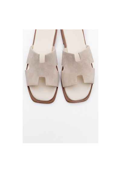 Luvishoes Luvi Shoes Jez Bej Süet Hakiki Deri Kadın Terlik Bej