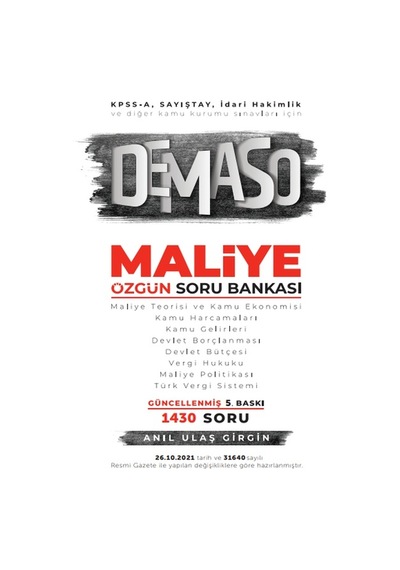 Anıl Ulaş Girgin Kpss A Grubu Demaso Maliye Özgün Soru Bankası 5.