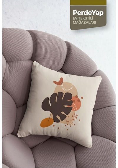 Bohem Duvar Tabloları Yapraklar Desenli 4lü Dijital Baskılı Kırlent Kılıfı 43 X 43 Cm Krem 044 Krem-hardal