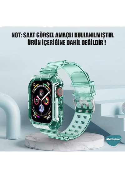 Microsonic Apple Uyumlu  Watch Series 3 38Mm Kordon Transparent Yeşil