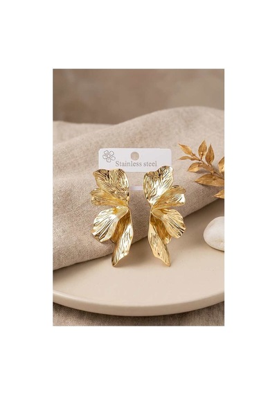 316l Çelik Gold Renk Lotus Yaprak Model Kadın Küpe Tj-bkp12154 Evimdeyokyok