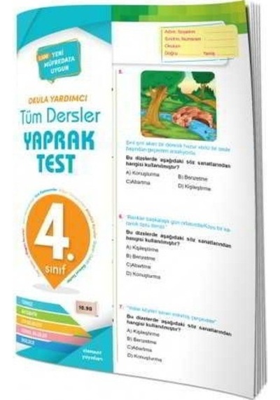 4.Sınıf Tüm Dersler Yaprak Test  -  Okula Yardımcı -  4 Element Yayınları