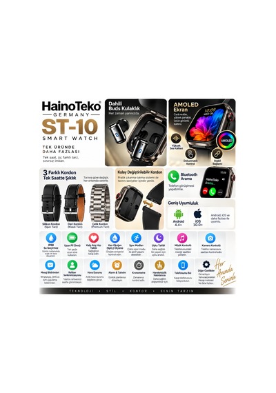 Haino Teko ST-10 Buds Kulaklıklı  Akıllı Saat (İthalatçı Garantili)
