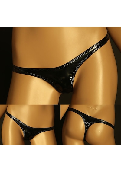 Nyc Giyim Tekstil & Deri Deri G-string Külot Siyah