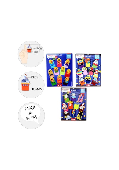 3 Set - 30 Parça Tox Taşıtlar Emojiler Ve Uçan Hayvanlar Parmak