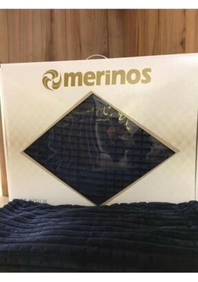 Merinos Modern Line 3 Parça Battaniye Seti - Marina Lacivert