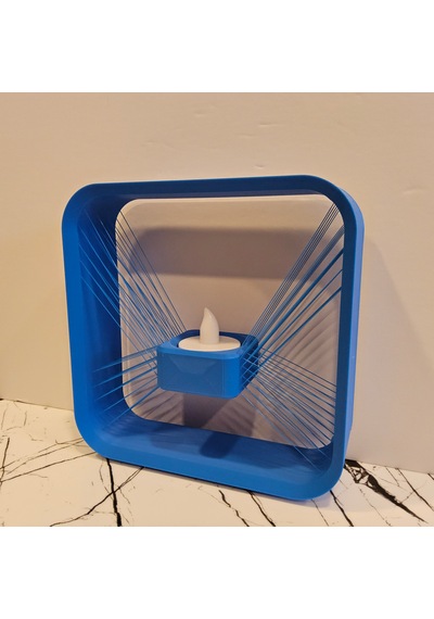 Masa Lambası 3 D Baskı - Kare- Mavi-