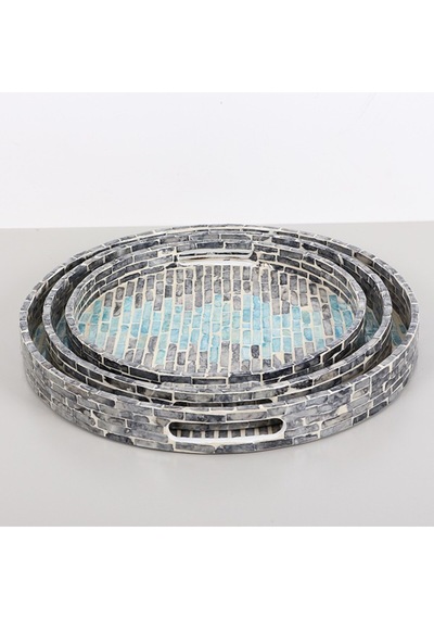 Pure Sedef 30 X3,5 Cm. Black/blue Sedefli Mozaik Tepsi Mix