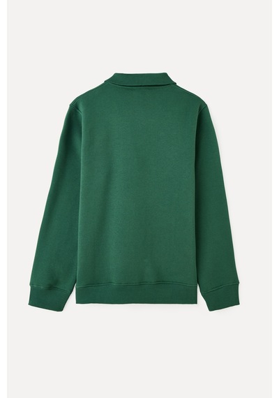 Mudo Erkek Erkek Koyu Yeşil Comfort Fit Fermuarlı Dik Yaka Sweatshirt 1264091