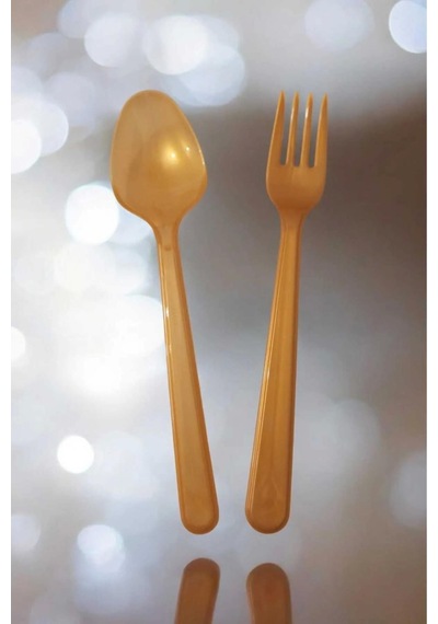 Plastik Lüx Altın Renk Kaşık - Parti Davet Piknik Çorba Yemek Kaşığı - 18 Cm. - 125 Adet