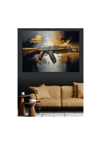 Soyut Zemin Üzerine Modern Silah Yağlı Boya Dokulu Kanvas Tablo Canvas Tablosu