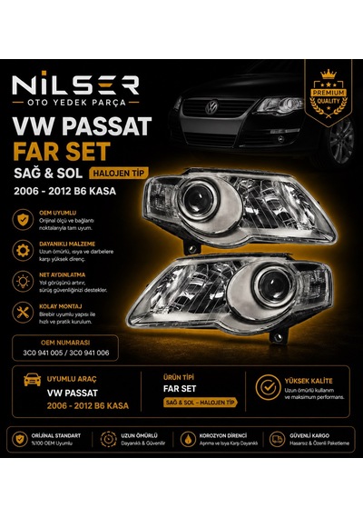 Passat B6 Far Lambası Set 2006-2011 3c0941005m