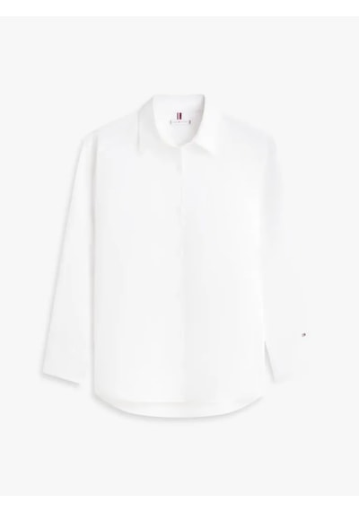 Tommy Hilfiger Cotton Easy Shırt Kadın Beyaz Uk Gömlek - Ww0ww48190