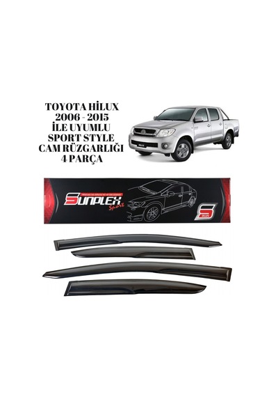 Toyota Hilux 2006 2007 2008 2009 2010 2011 2012 2013 2014 2015 İle Uyumlu Sport Style Cam Rüzgarlığı 4 Parça Sunplex 1 Adet