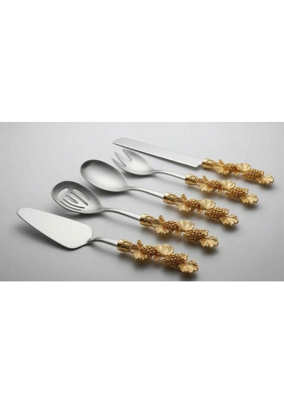 Onon Retro 5 Parça Paslanmaz Çelik Servis  Takımı Gold