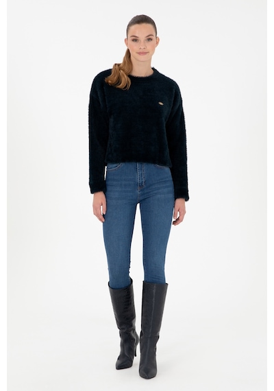 U.S. Polo Assn. Kadın Lacivert Bisiklet Yaka Yumuşak Dokulu Kazak 50297898-VR033