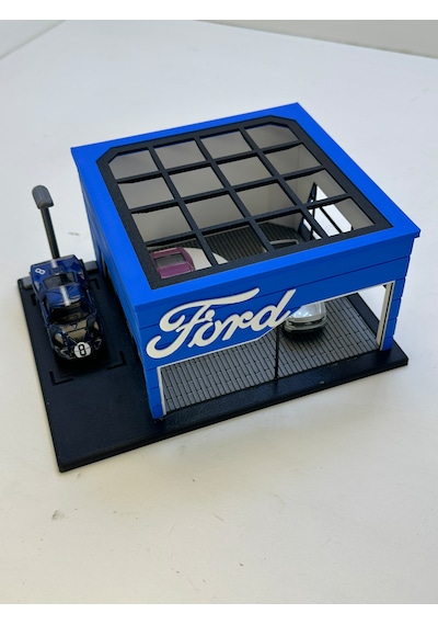 3d Baskı 1/64 Ölçekli Ford Showroom Tasarımlı Diorama Araç Sergileme Garajı
