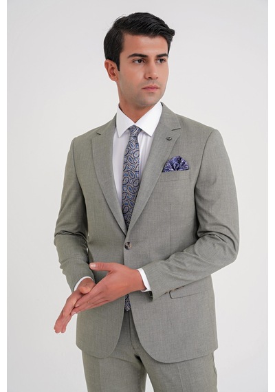 Efor Slim Fit Çift Yırtmaç Esnek Yün Nefti Takım Elbise Tk 918 Nefti