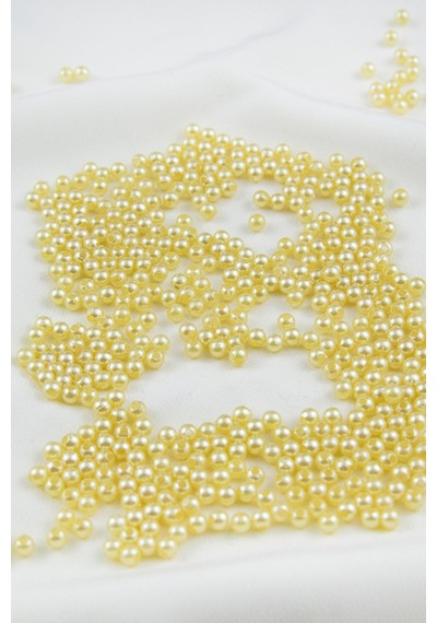 4 Mm Soluk Sarı Plastik İnci Boncuk Aksesuar Takı Malzemesi 25 Gr