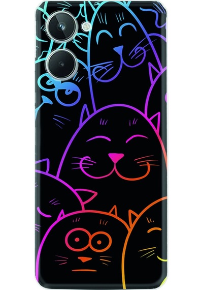 Realme 10 4G Silikon Desen Özel Seri Neon Cats 1790