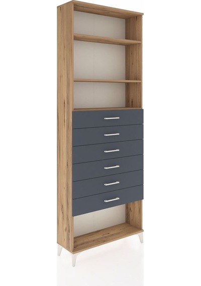 Arges Dolap 3 Raflı 6 Çekmeceli 88x30x243 Çam-antrasit Atlas Çam Arges Dolap 3 Raflı 6 Çekmeceli 88x30x243 Çam-antrasit Atlas Çam