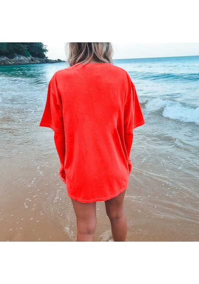 Unisex Eteinal Light Baskılı Oversize Tshirt Kırmızı