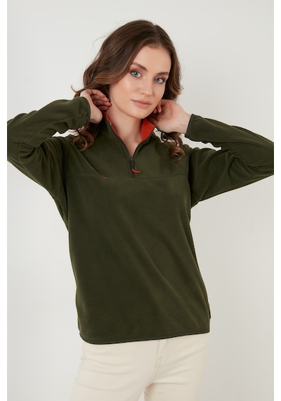 Lela Slim Fit Yumuşak Dokulu Anti-Pilling Tüylenme Yapmayan Yarım Fermuarlı Bayan Polar 5907000 Haki