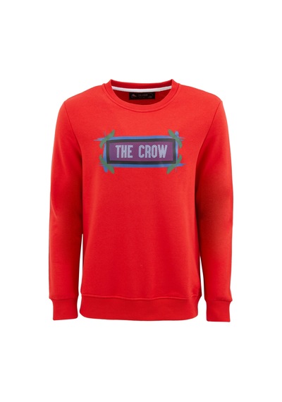 The Crow Fellıng Kırmızı O-yaka Sweatshırt Kırmızı
