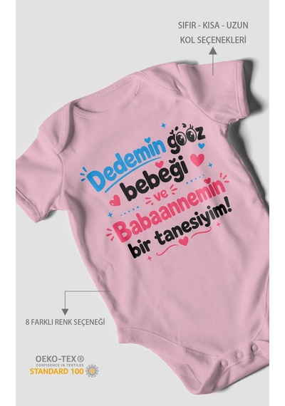 Morivokids Dedeye Ve Babaanneye Özel Kısa Kollu Bebek Body %100 Pamuk Zbn151-kk Koyu Pembe