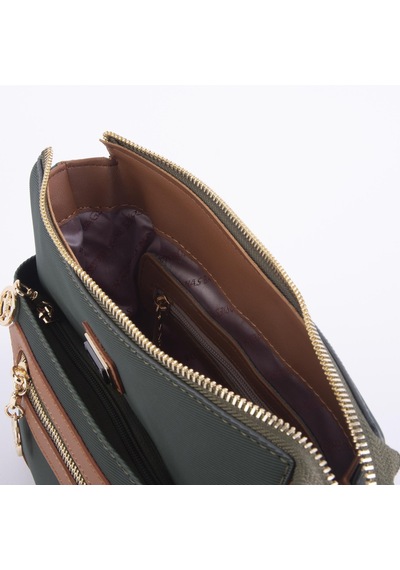 Nas Bag Kadın Postacı Çapraz Çanta Yeşil Taba Karaca En 25 Cm Boy 22 Cm Yeşil - Taba
