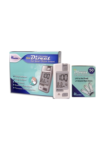 Okmeter Direct Şeker Ölçüm Cihazı + Strip 50 Adet + İğne 10 Adet