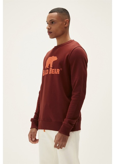 Bad Bear Logo Crewneck Erkek Sweatshirt-25278 Bordo