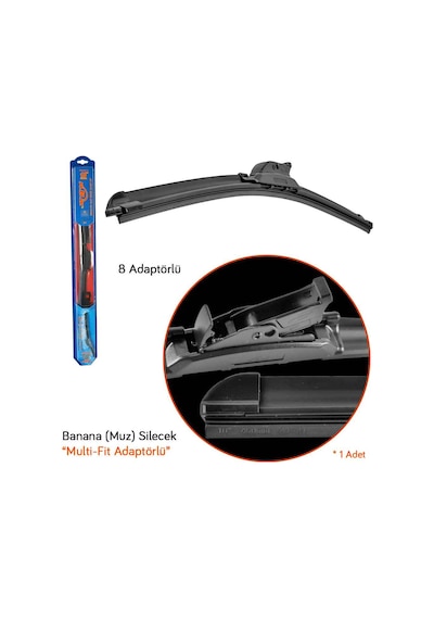 Rbw Multi-Fit 8 Adaptörlü Muz Tipi Banana Silecek 14 İnç - 350 MM