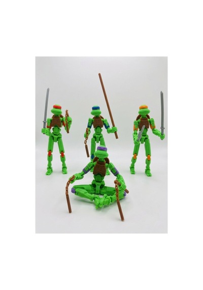 Ninja Kaplumbağalar Dummy 4'lü Set Hareketli Eklemli Figür Oyuncak 13 Cm