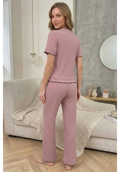 Bella Notte Gül Kurusu Kısa Kollu Romantik Fırfırlı Kısa Kollu Pijama Takımı Pembe Bella Notte Gül Kurusu Kısa Kollu Romantik Fırfırlı Kısa Kollu Pijama Takımı Pembe