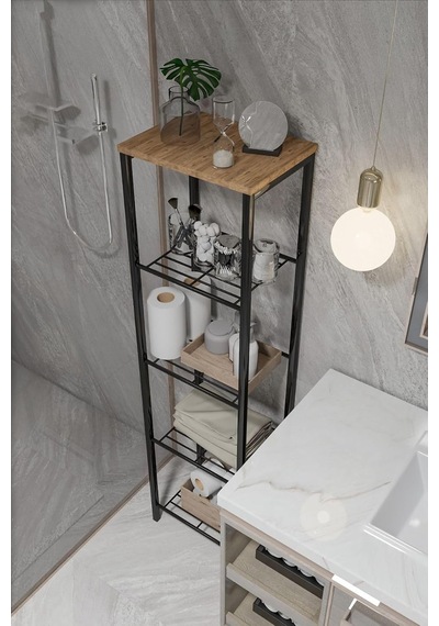 Retodesign Siyah 40 Cm.çok Amaçlı Raf, Mutfak Rafı, Banyo Düzenleyici Raf 1893s