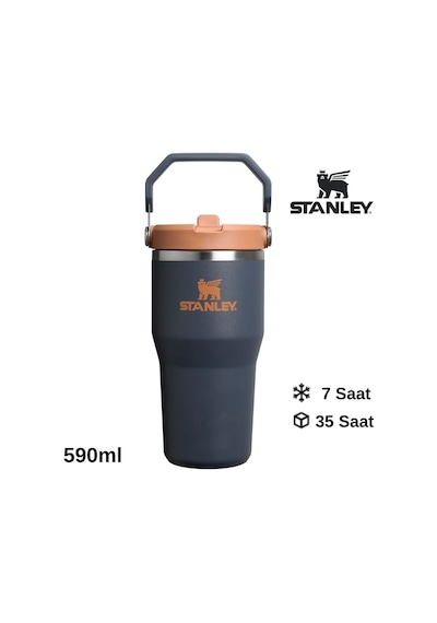 Stanley The Iceflow Flip Straw Pipetli Termos Bardak 0.59 Lt Matara Lacivert
