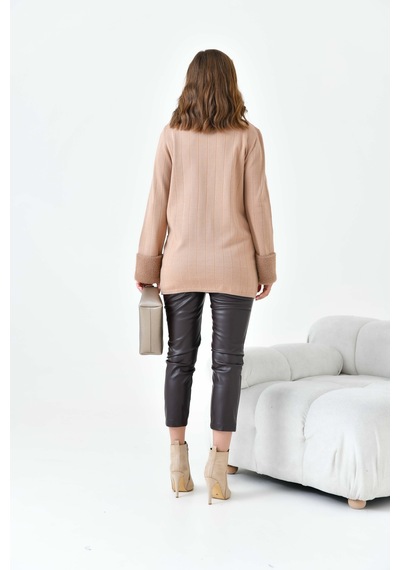 Ftz Women Kadın Pile Detaylı Hırka Camel 20714 Camel