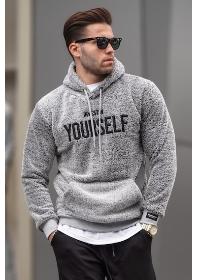 Madmext Madmext Kapşonlu Peluş Sweatshirt Gri 4390-gri Gri