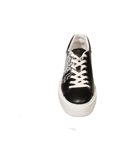 Cesare Paciotti Su5stsz Siyah Beyaz Desenlı Deri Sneaker Erkek Ayakkabı Siyah