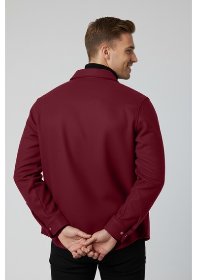 Deepsea Erkek Bordo Kaşe Ceket Mont Rahat Kesim Cepli Çıtçıtlı Ceket 2500559 Bordo